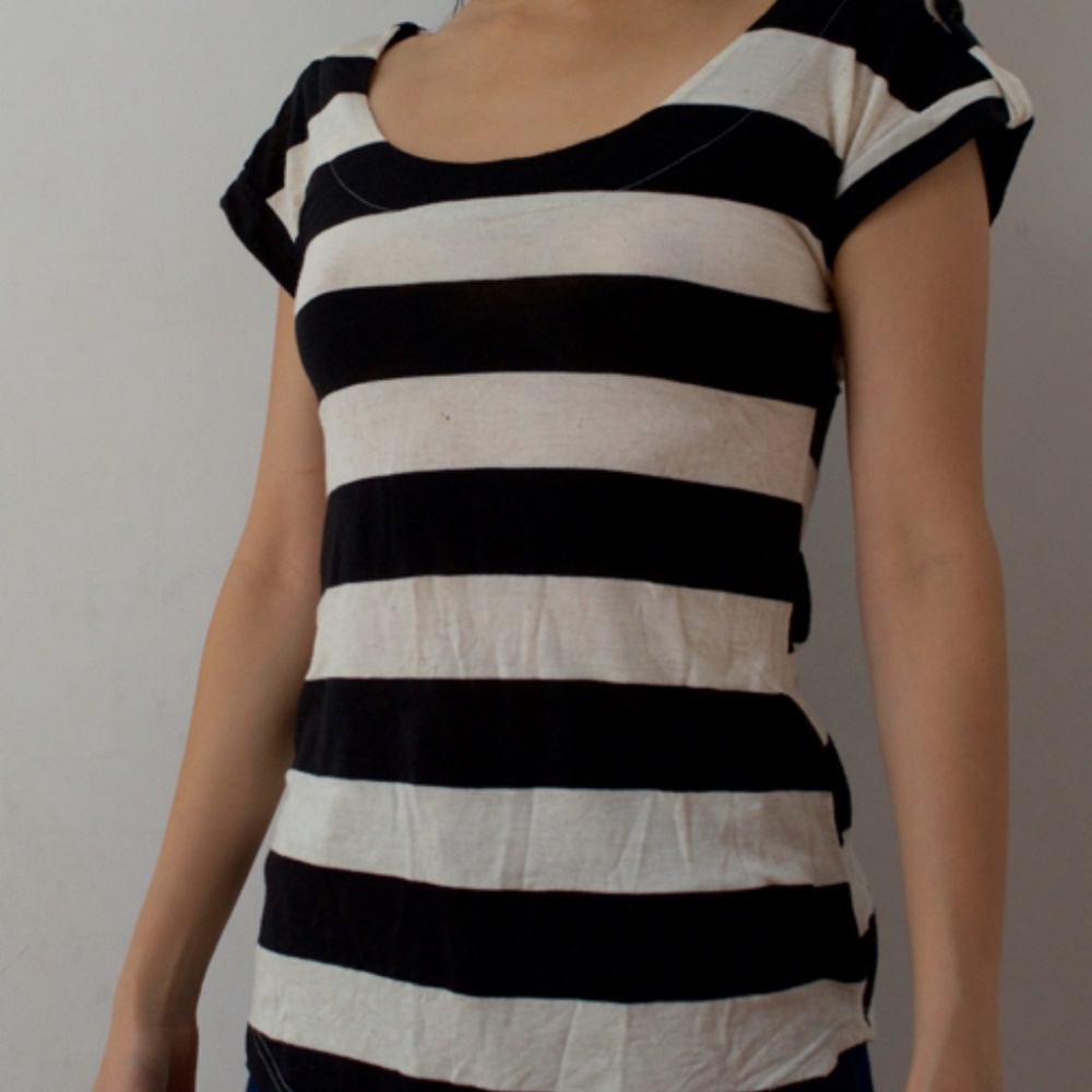 Used Striped Cap-Sleeve T-Shirt